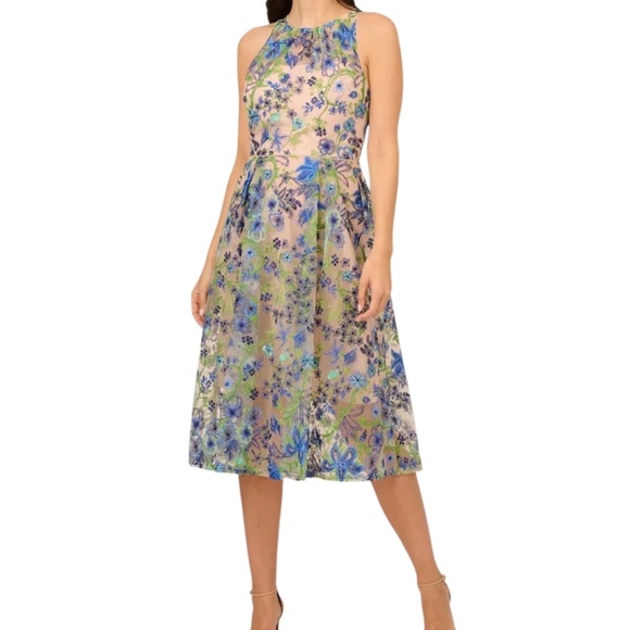 NWOT Adrianna Papell Women's Embroidered Fit and Flare Dress, Size 10 - Picture 2 of 12